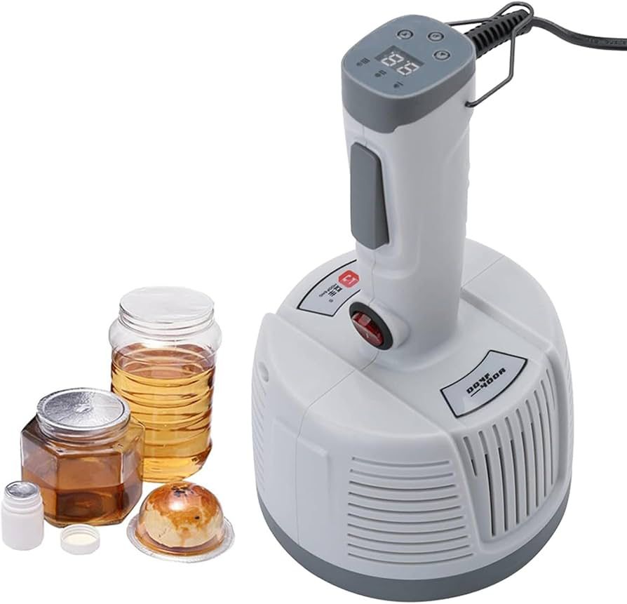 Portable induction sealing unit used for tamper-evident foil sealing before dispatch.